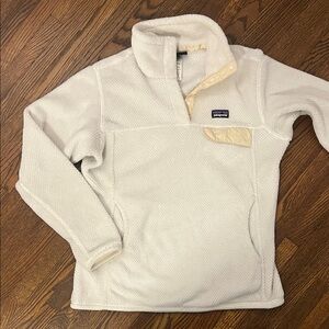 Patagonia Re-tool snap Off-White Fleece Pullover with birch white accent